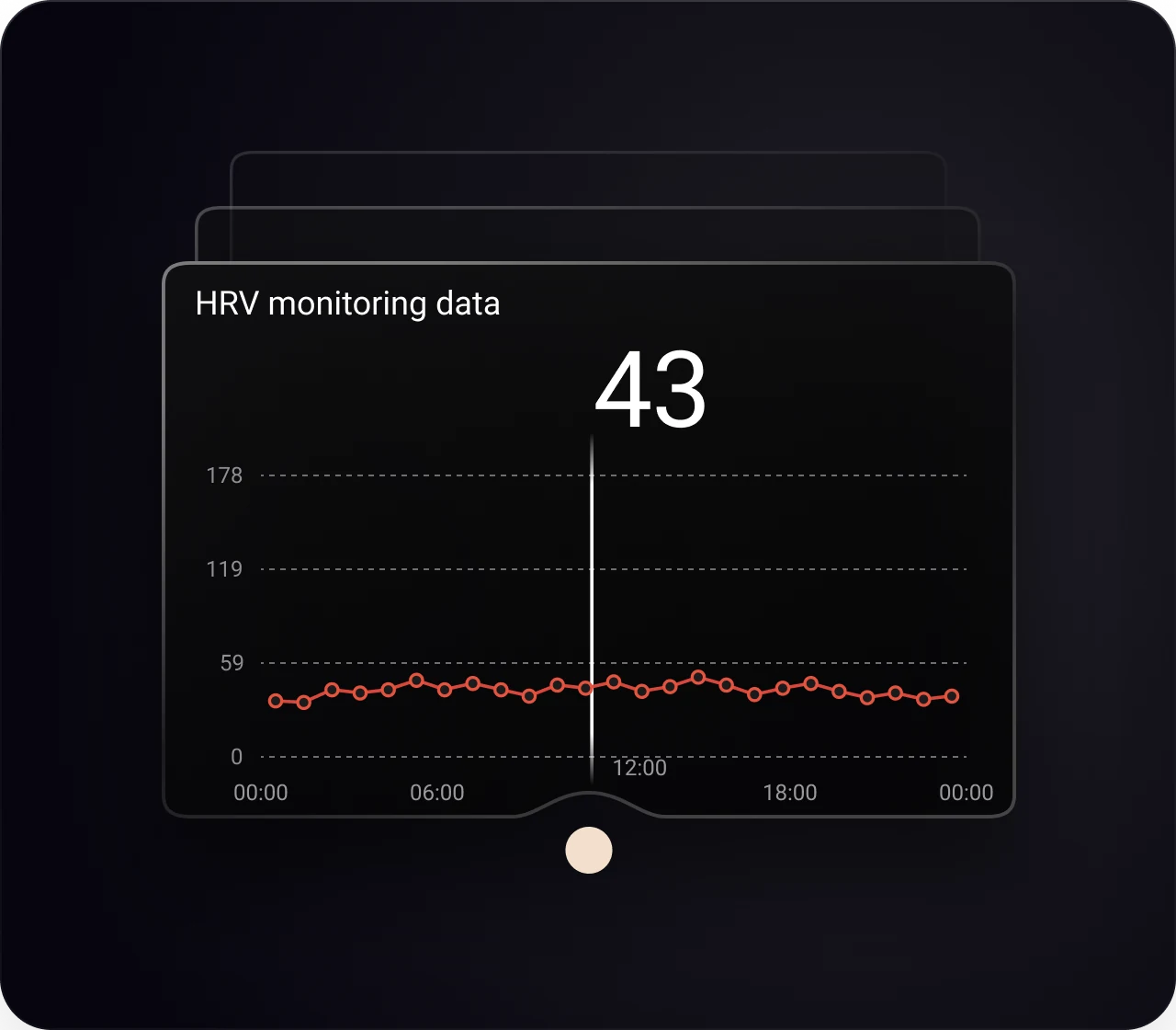 The app showing heart rate variability measured across the night.