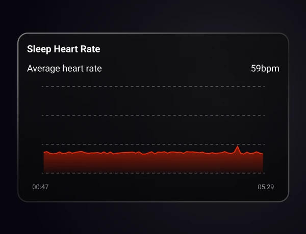 The HLTH app showing an average sleeping heart rate of 59 bpm across a night